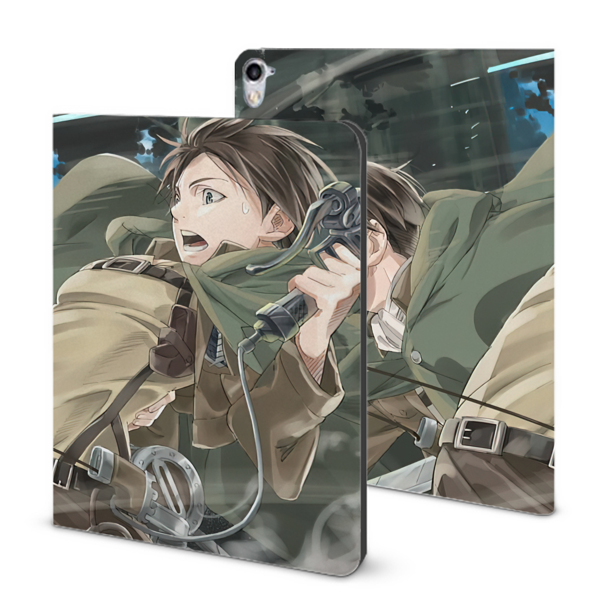 （画像用） 進撃の巨人 Attack on Titan IPad ケース ブック型 PUレザー TPU 耐衝撃 軽量 薄型 ペン収納なし 全面保護 IPad 各モデル対応